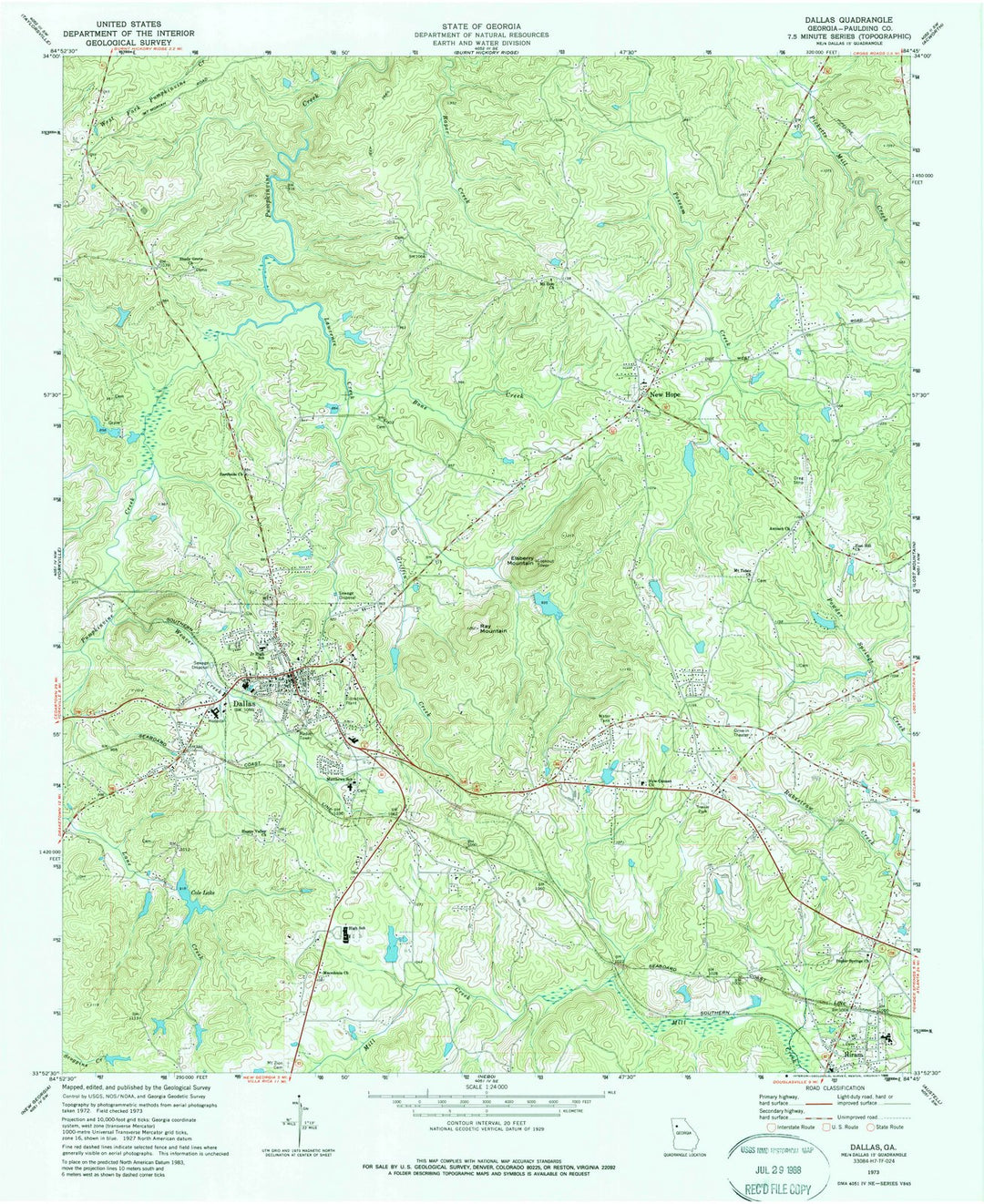 1973 Dallas, GA - Georgia - USGS Topographic Map