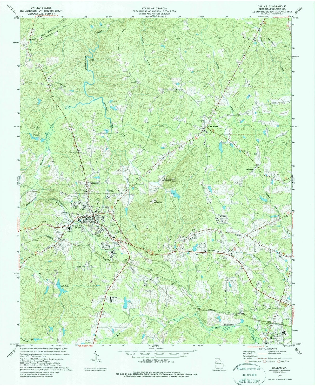 1973 Dallas, GA - Georgia - USGS Topographic Map