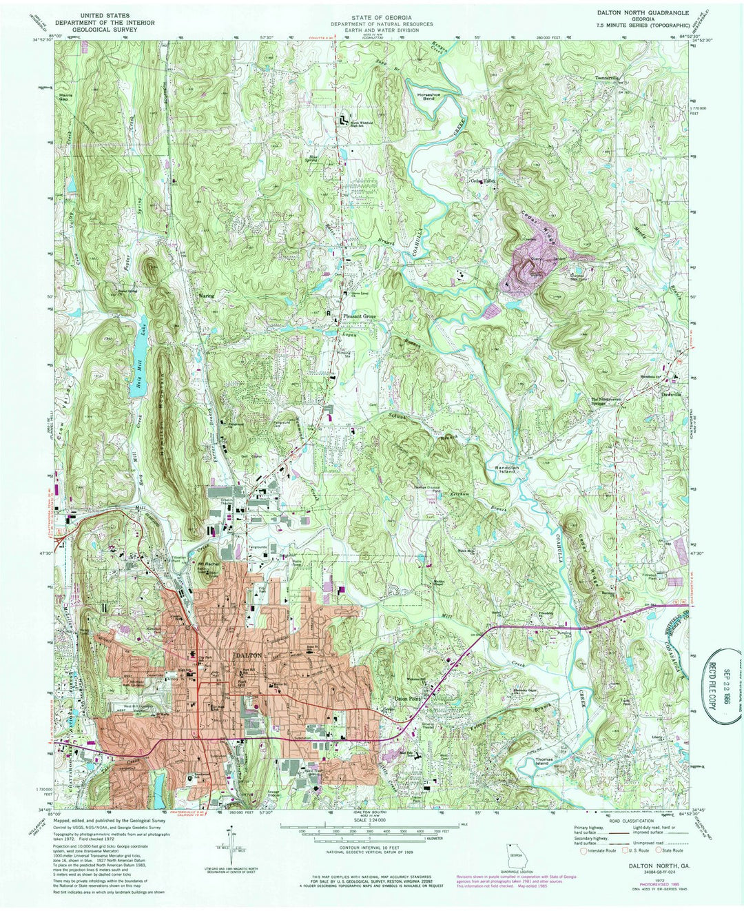 1972 Dalton North, GA - Georgia - USGS Topographic Map