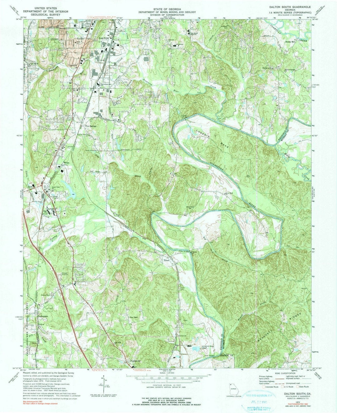 1972 Dalton South, GA - Georgia - USGS Topographic Map