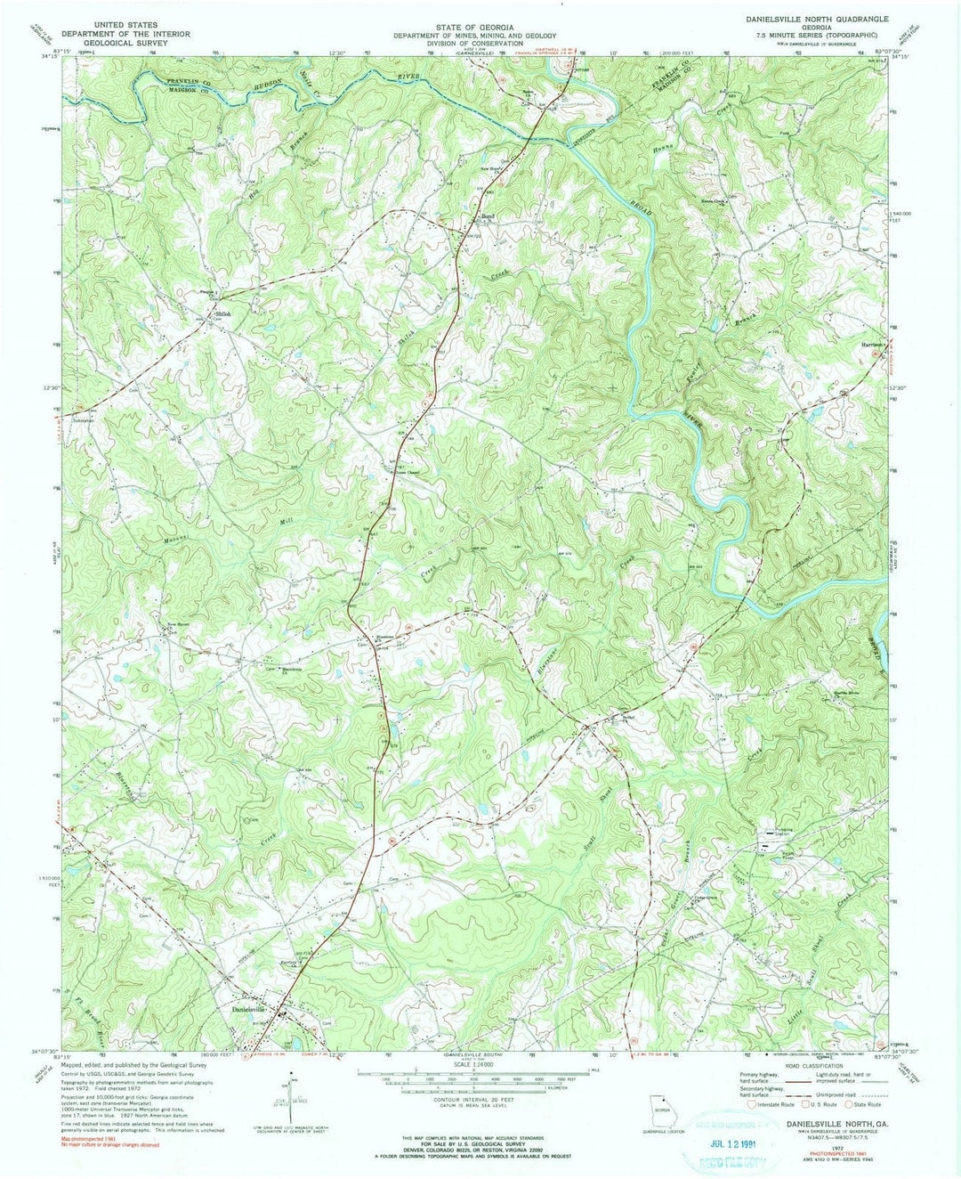 1972 Danielsville North, GA - Georgia - USGS Topographic Map