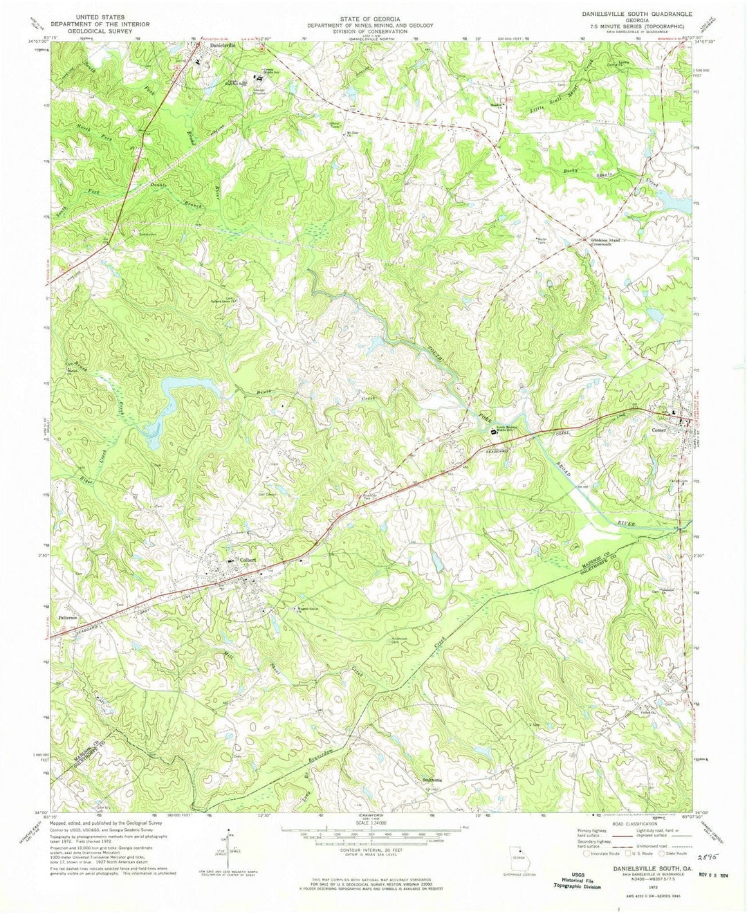 1972 Danielsville South, GA - Georgia - USGS Topographic Map