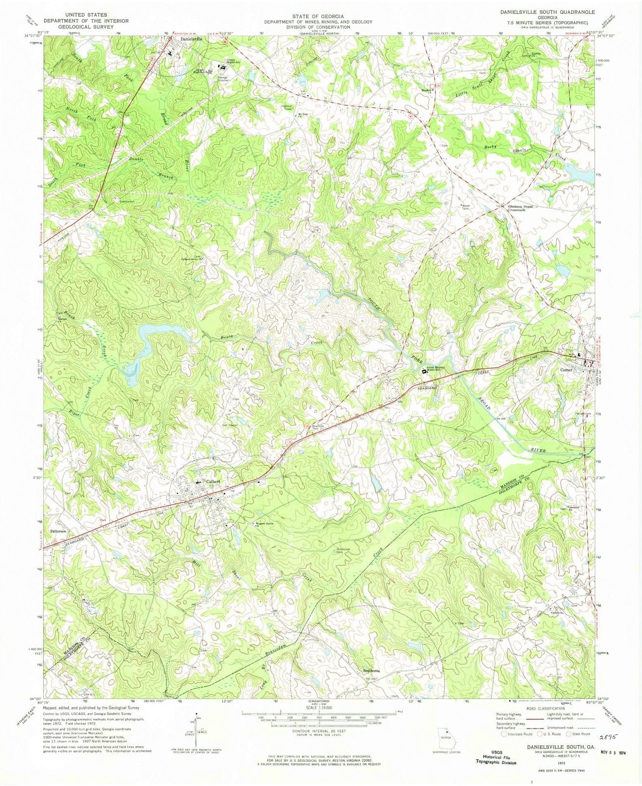 1972 Danielsville South, GA - Georgia - USGS Topographic Map