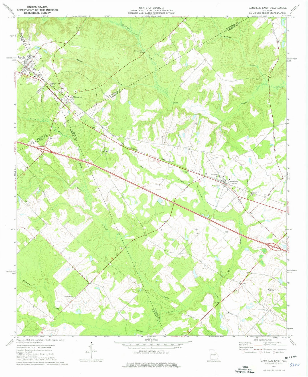 1974 Danville East, GA - Georgia - USGS Topographic Map