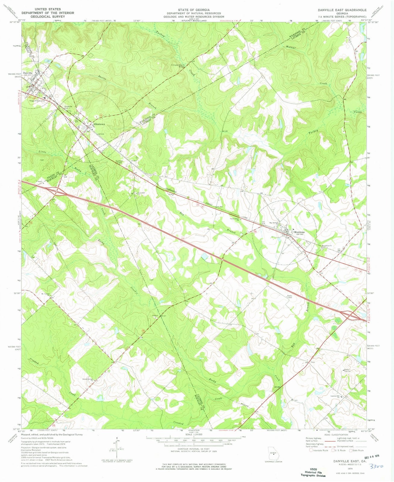 1974 Danville East, GA - Georgia - USGS Topographic Map