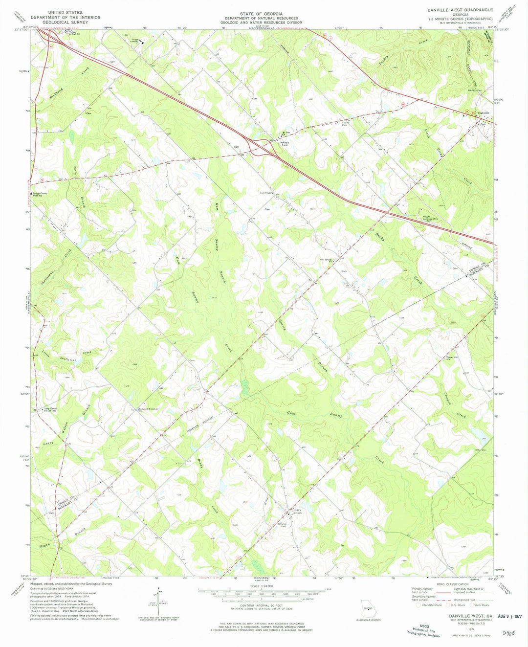 1974 Danville West, GA - Georgia - USGS Topographic Map
