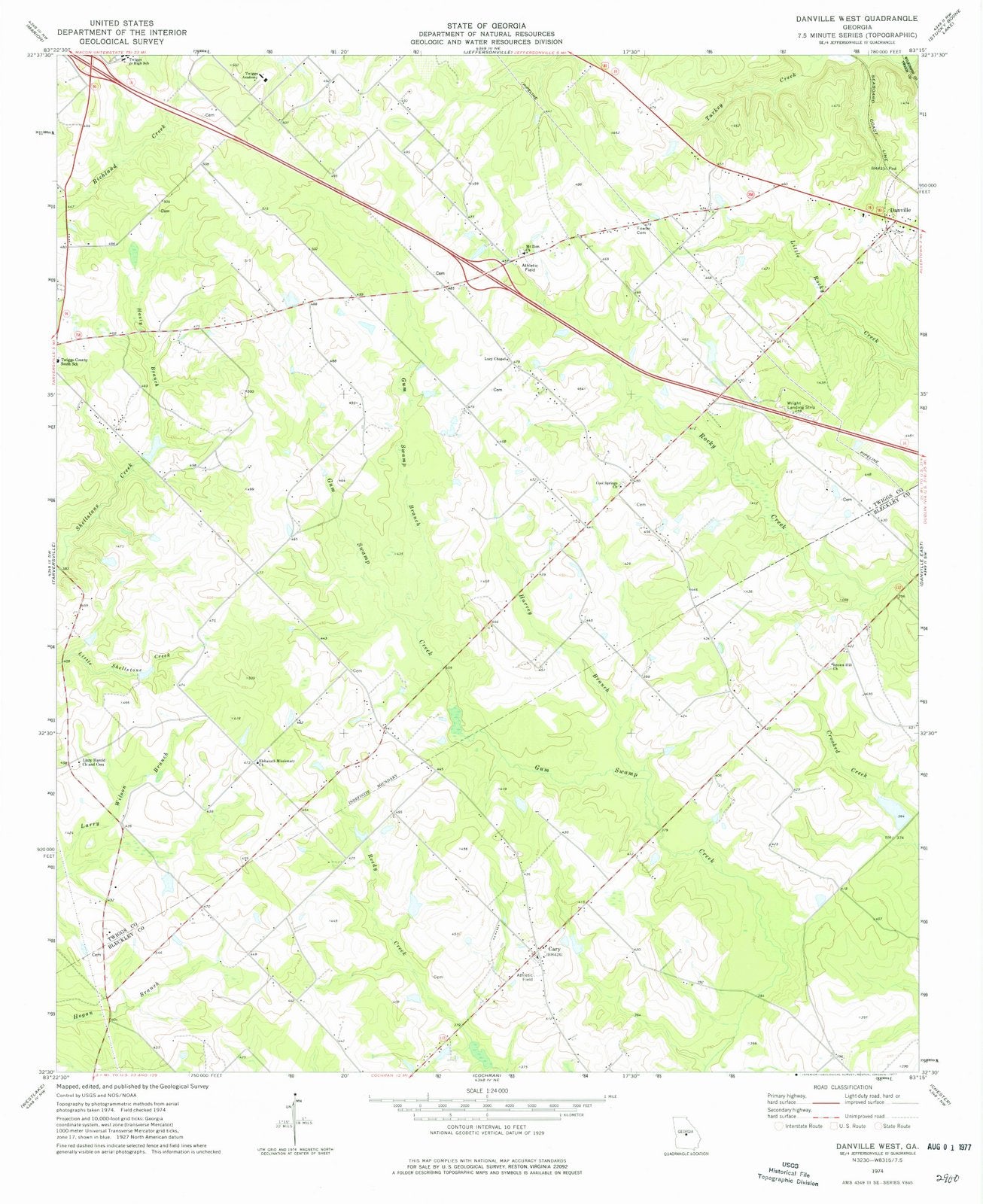 1974 Danville West, GA - Georgia - USGS Topographic Map