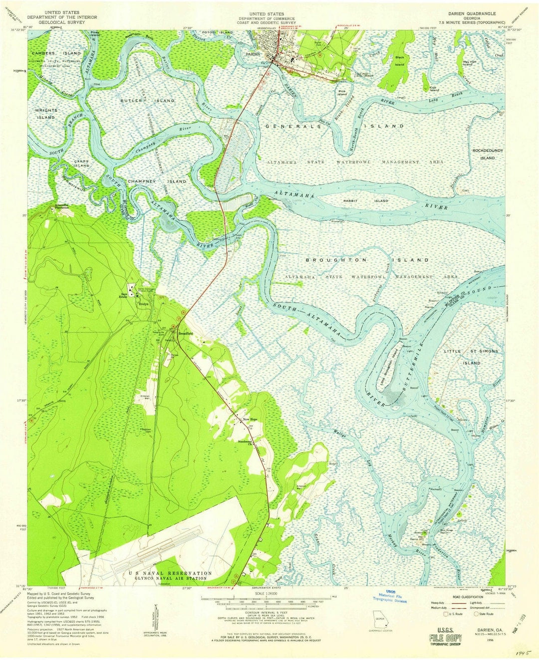 1956 Darien, GA - Georgia - USGS Topographic Map