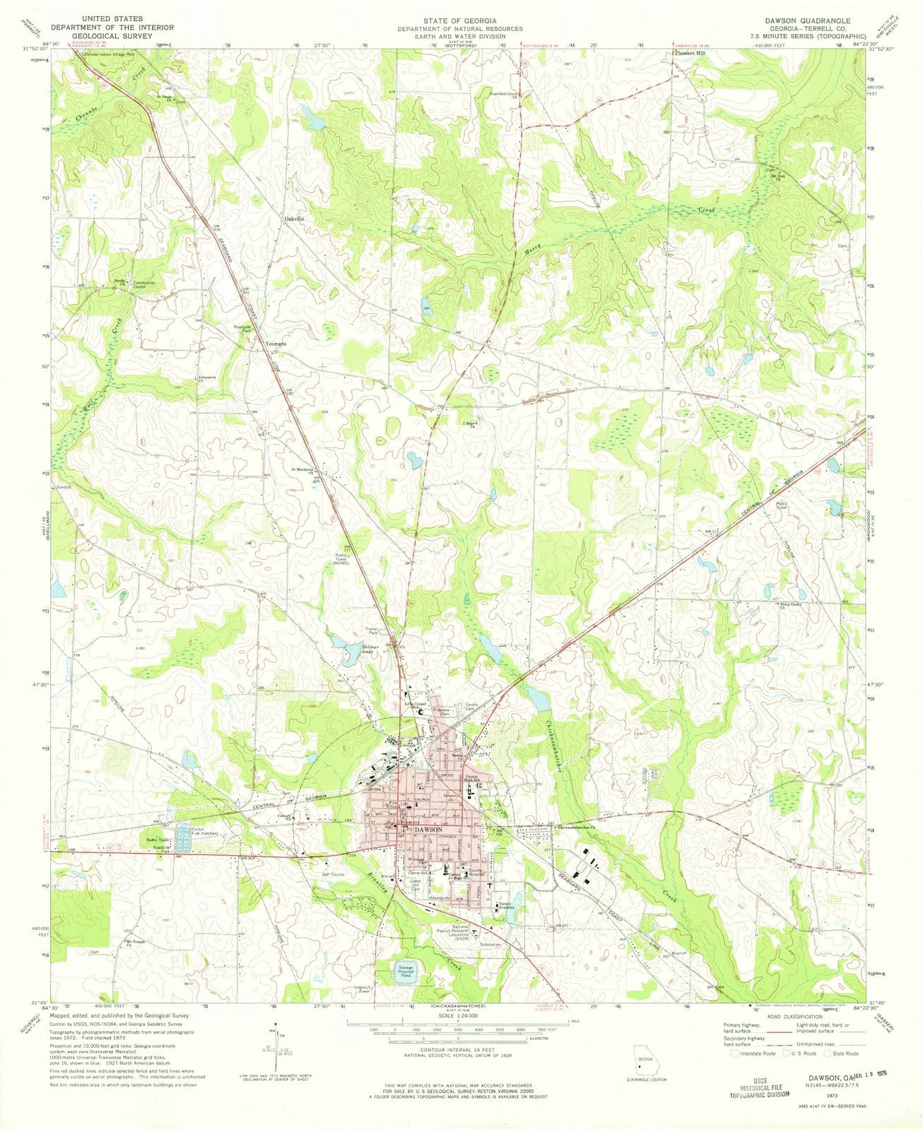 1973 Dawson, GA - Georgia - USGS Topographic Map