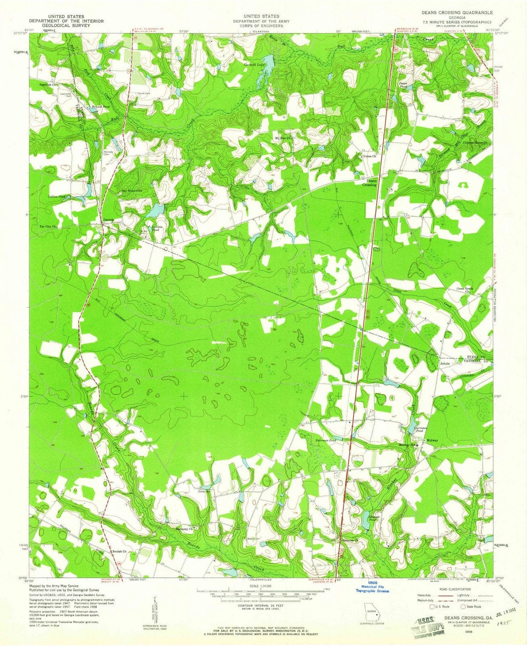 1958 Deans Crossing, GA - Georgia - USGS Topographic Map