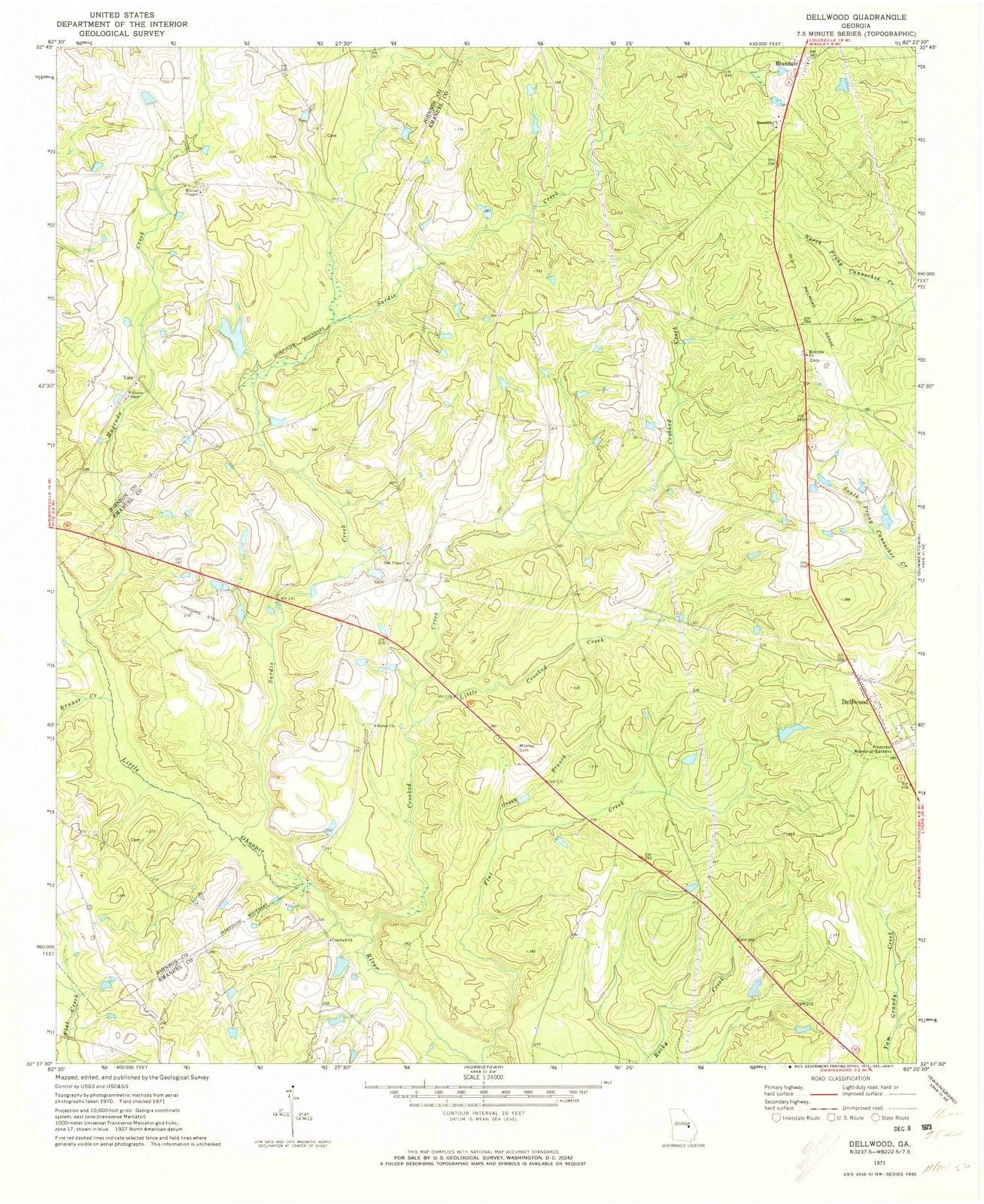1971 Dellwood, GA - Georgia - USGS Topographic Map