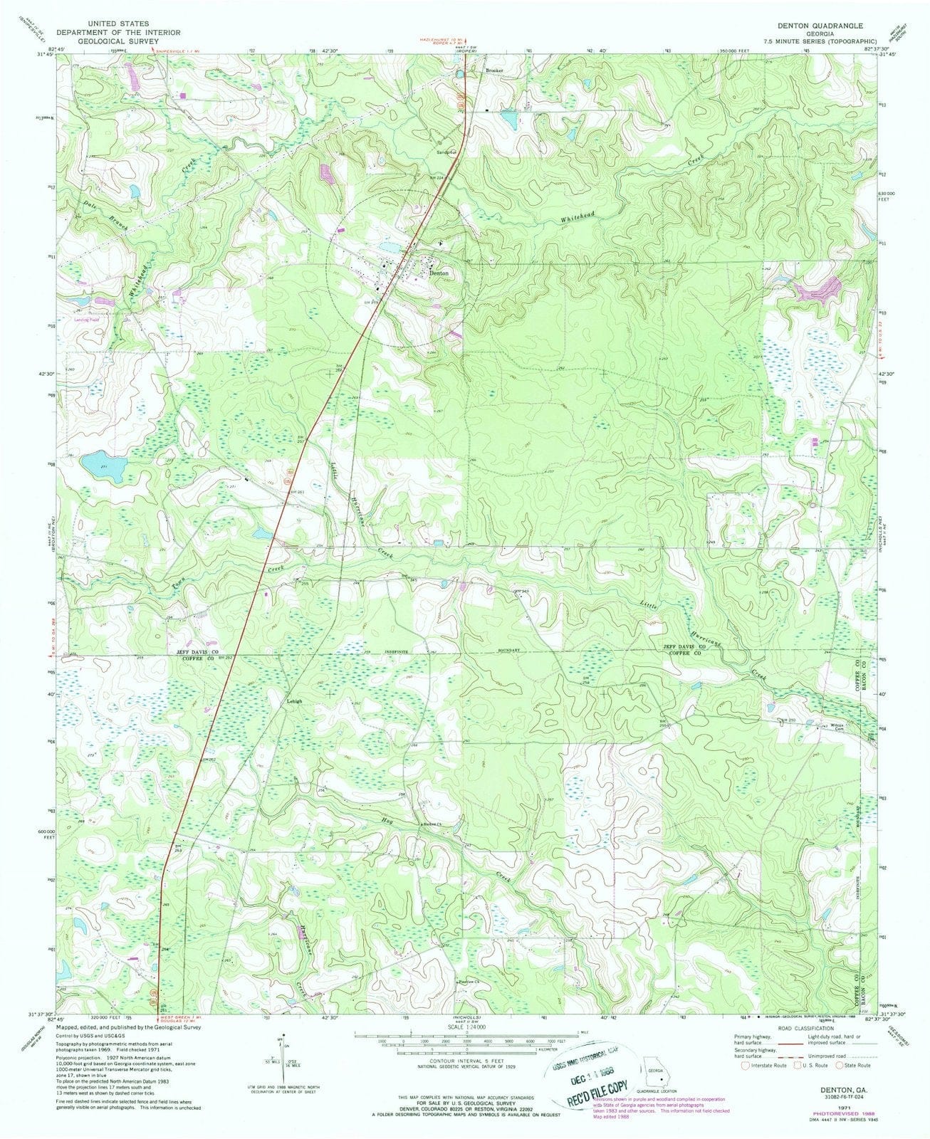 1971 Denton, GA - Georgia - USGS Topographic Map