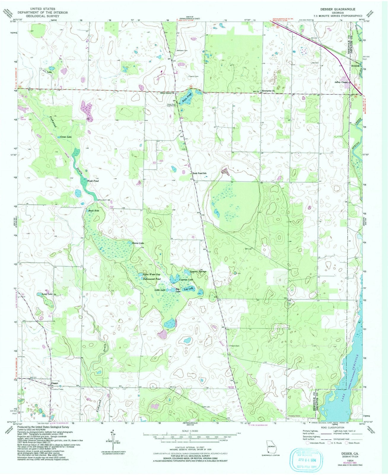 1954 Desser, GA - Georgia - USGS Topographic Map