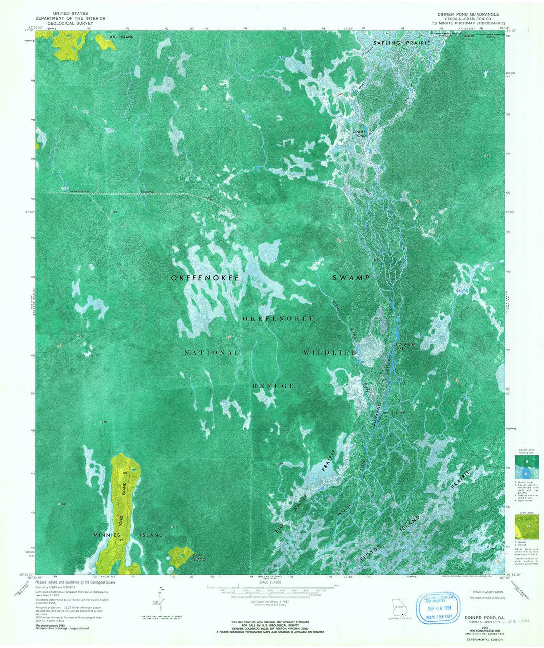 1965 Dinner Pond, GA - Georgia - USGS Topographic Map