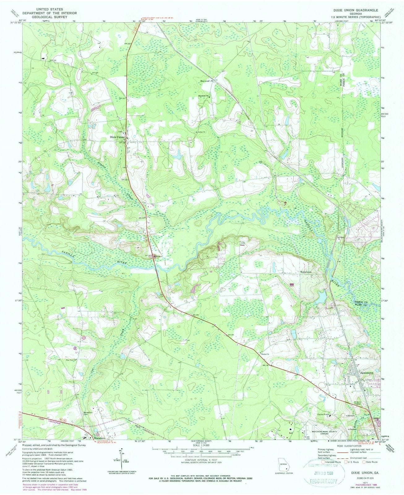 1971 Dixie Union, GA - Georgia - USGS Topographic Map