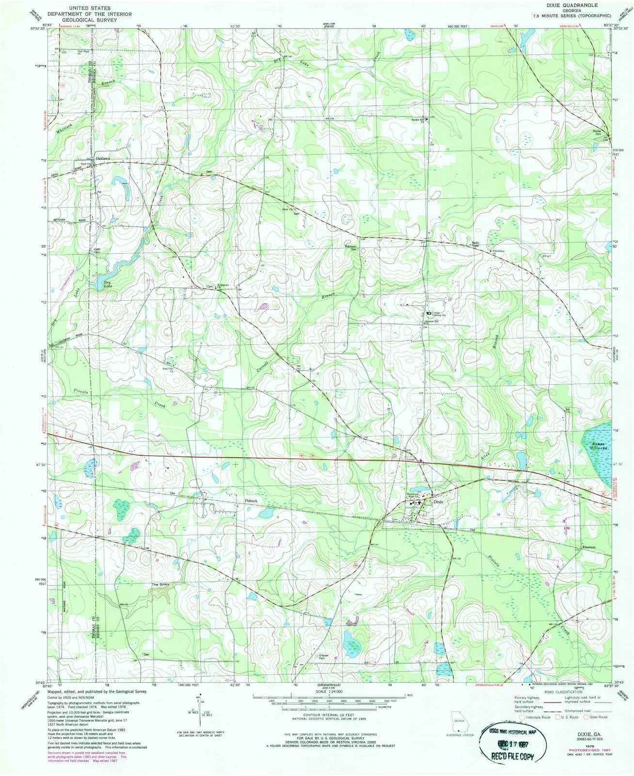 1978 Dixie, GA - Georgia - USGS Topographic Map