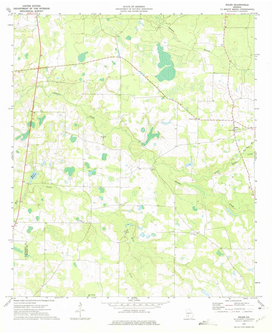 1973 Doles, GA - Georgia - USGS Topographic Map