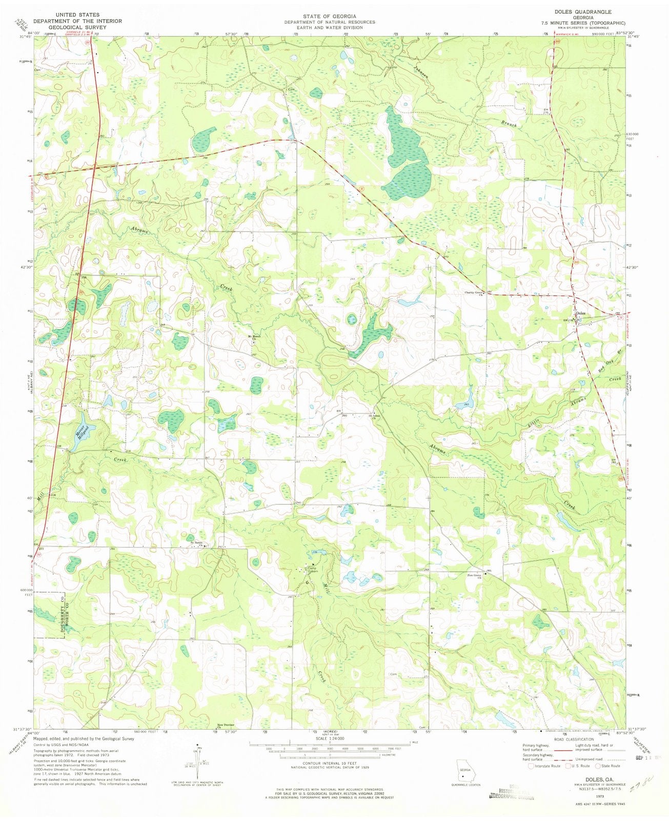 1973 Doles, GA - Georgia - USGS Topographic Map