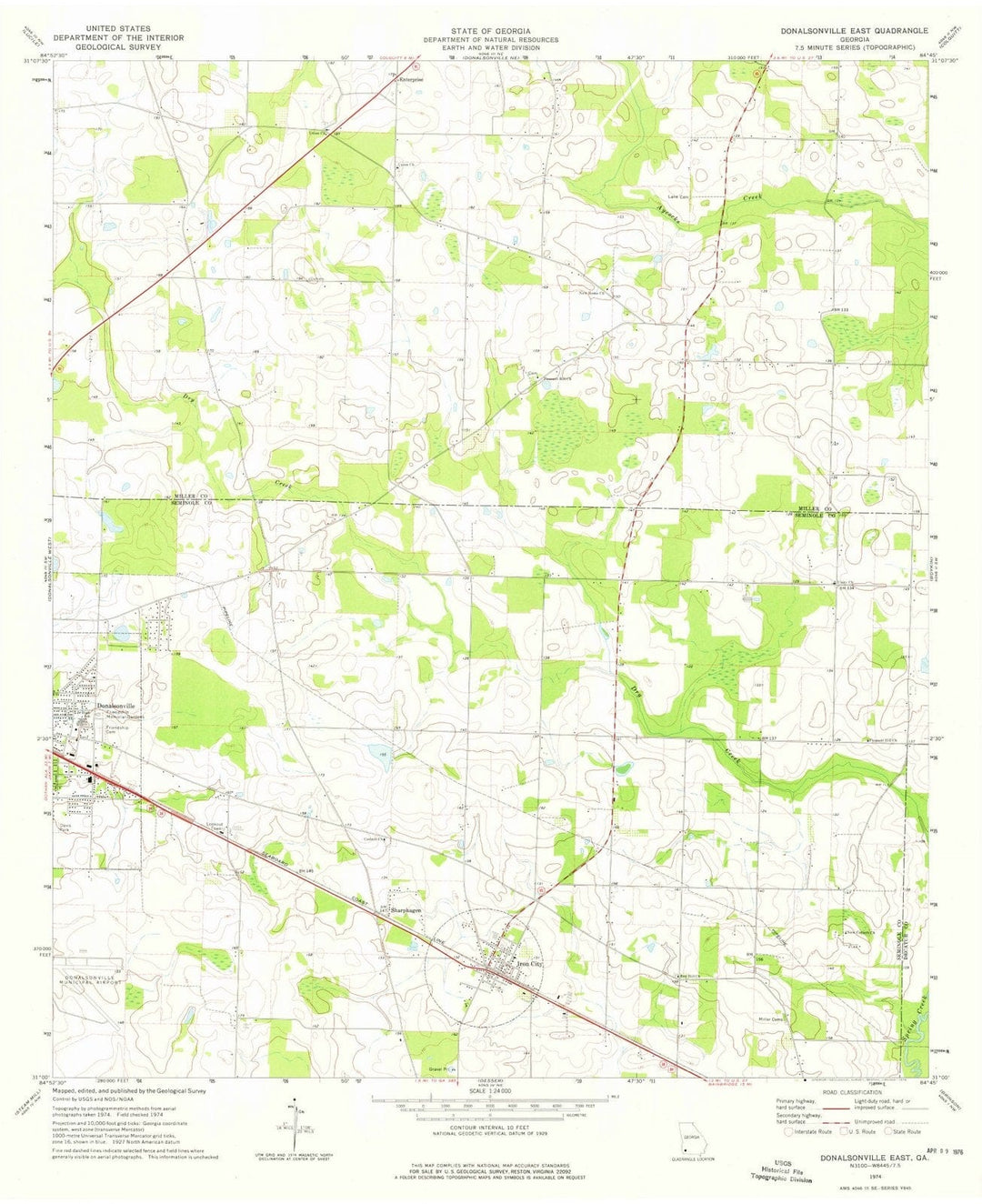 1974 Donalsonville East, GA - Georgia - USGS Topographic Map