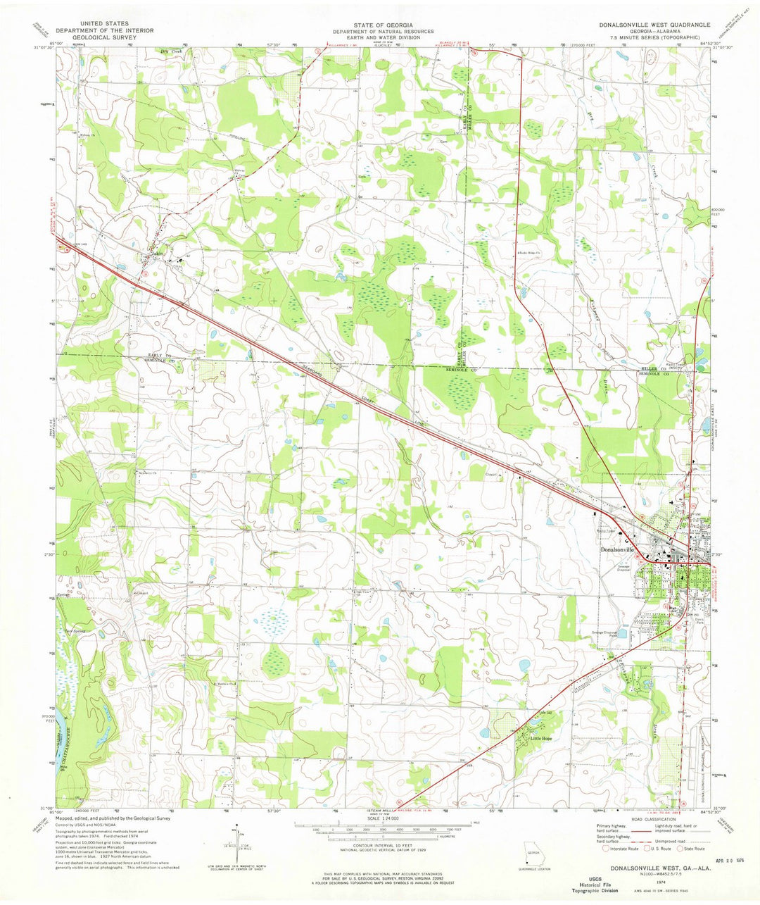 1974 Donalsonville West, GA - Georgia - USGS Topographic Map
