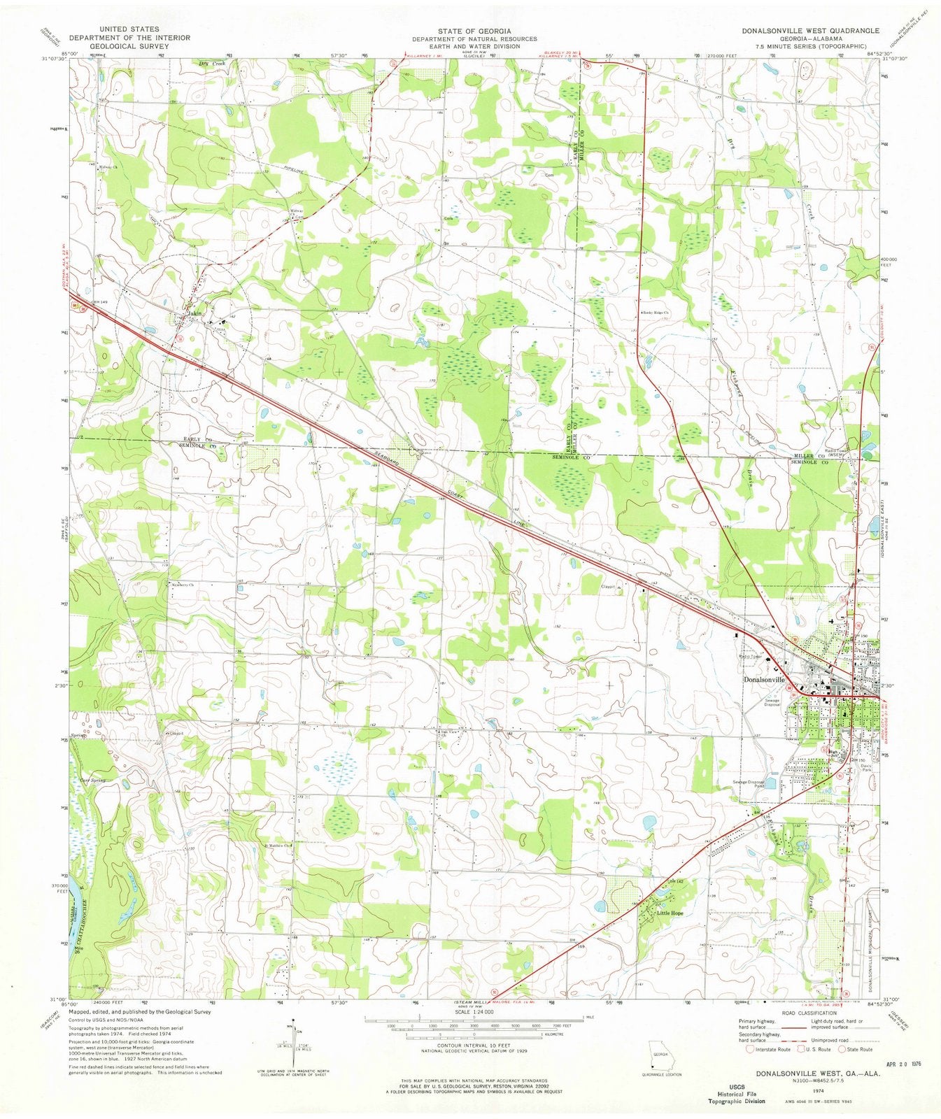 1974 Donalsonville West, GA - Georgia - USGS Topographic Map