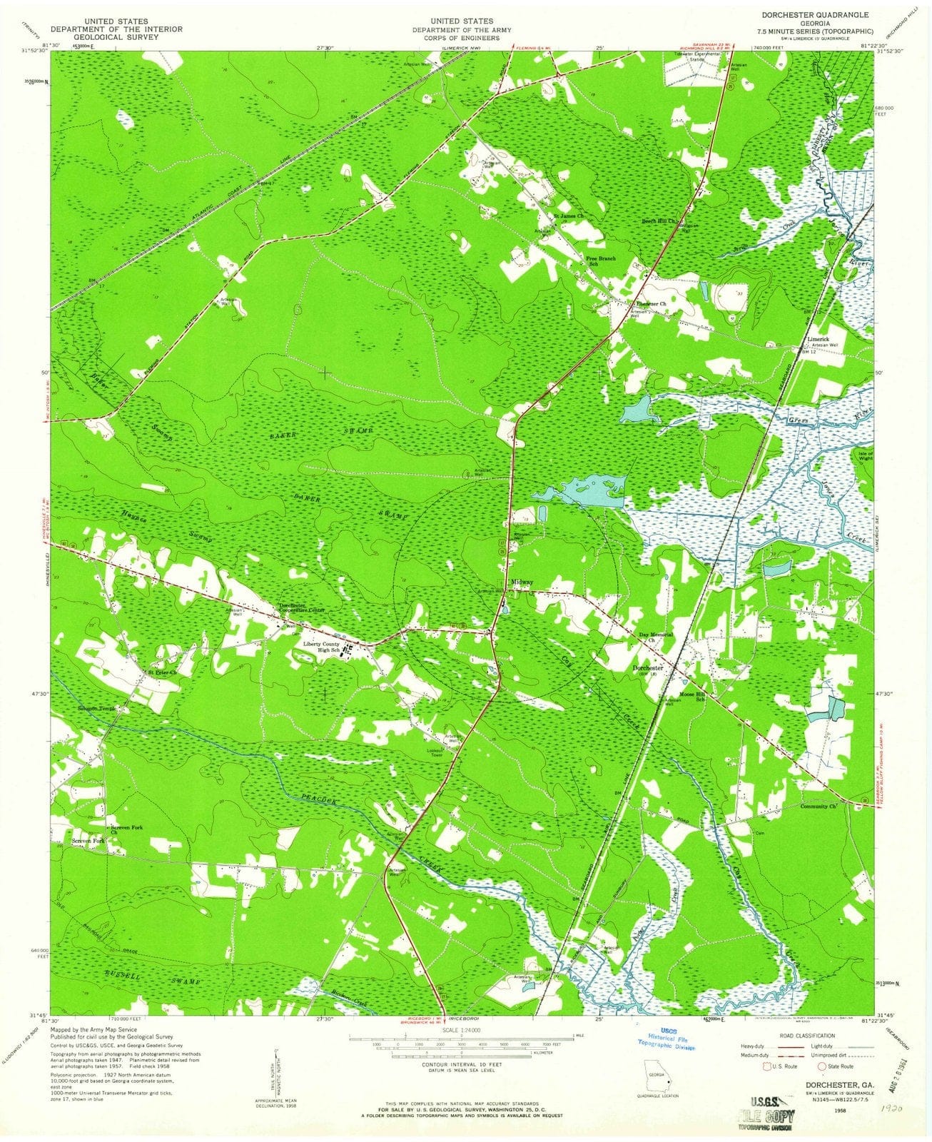 1958 Dorchester, GA - Georgia - USGS Topographic Map