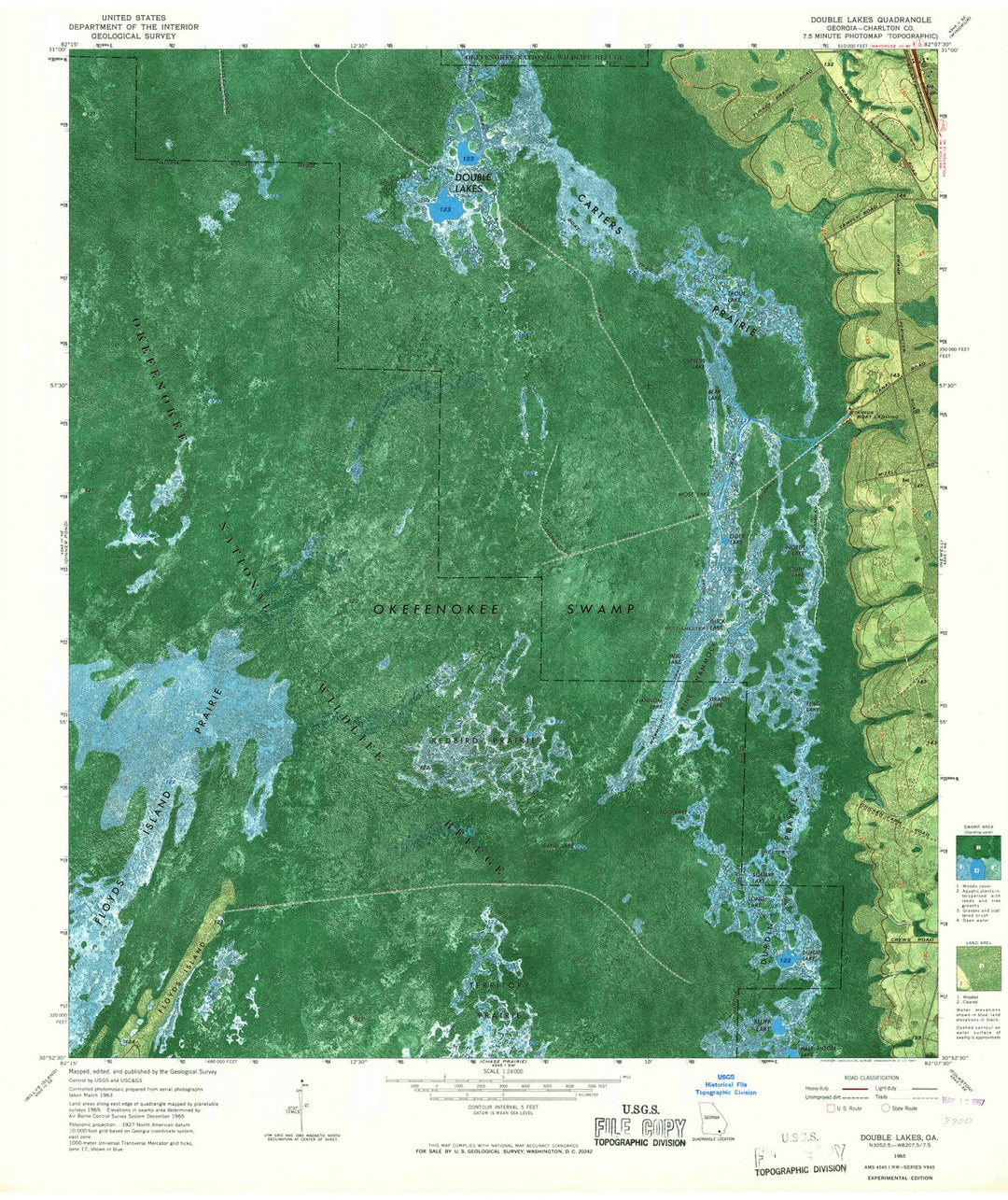 1965 Double Lakes, GA - Georgia - USGS Topographic Map