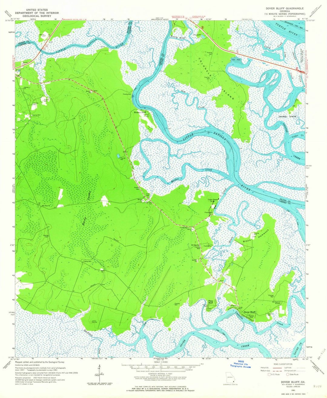 1961 Dover Bluff, GA - Georgia - USGS Topographic Map
