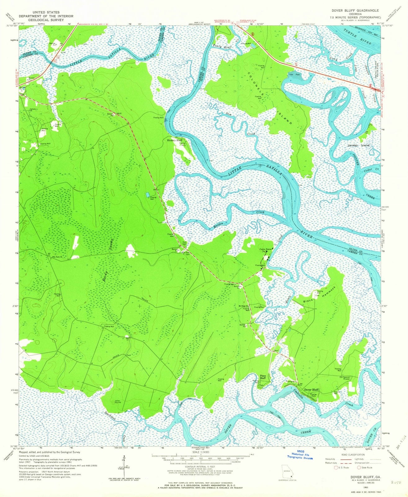 1961 Dover Bluff, GA - Georgia - USGS Topographic Map
