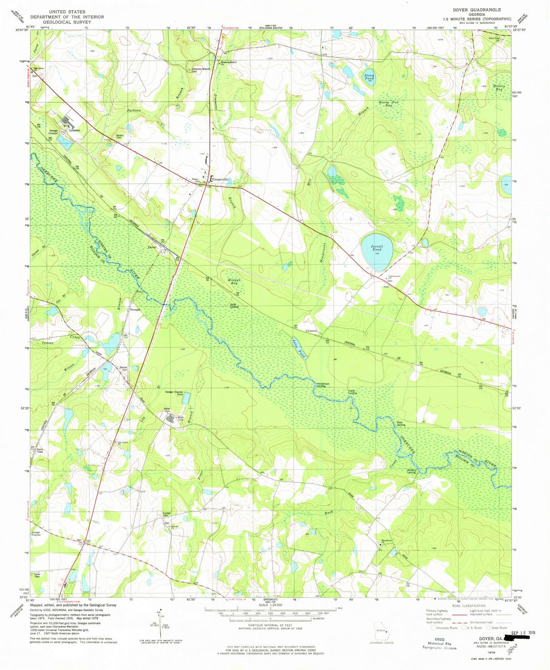 1978 Dover, GA - Georgia - USGS Topographic Map