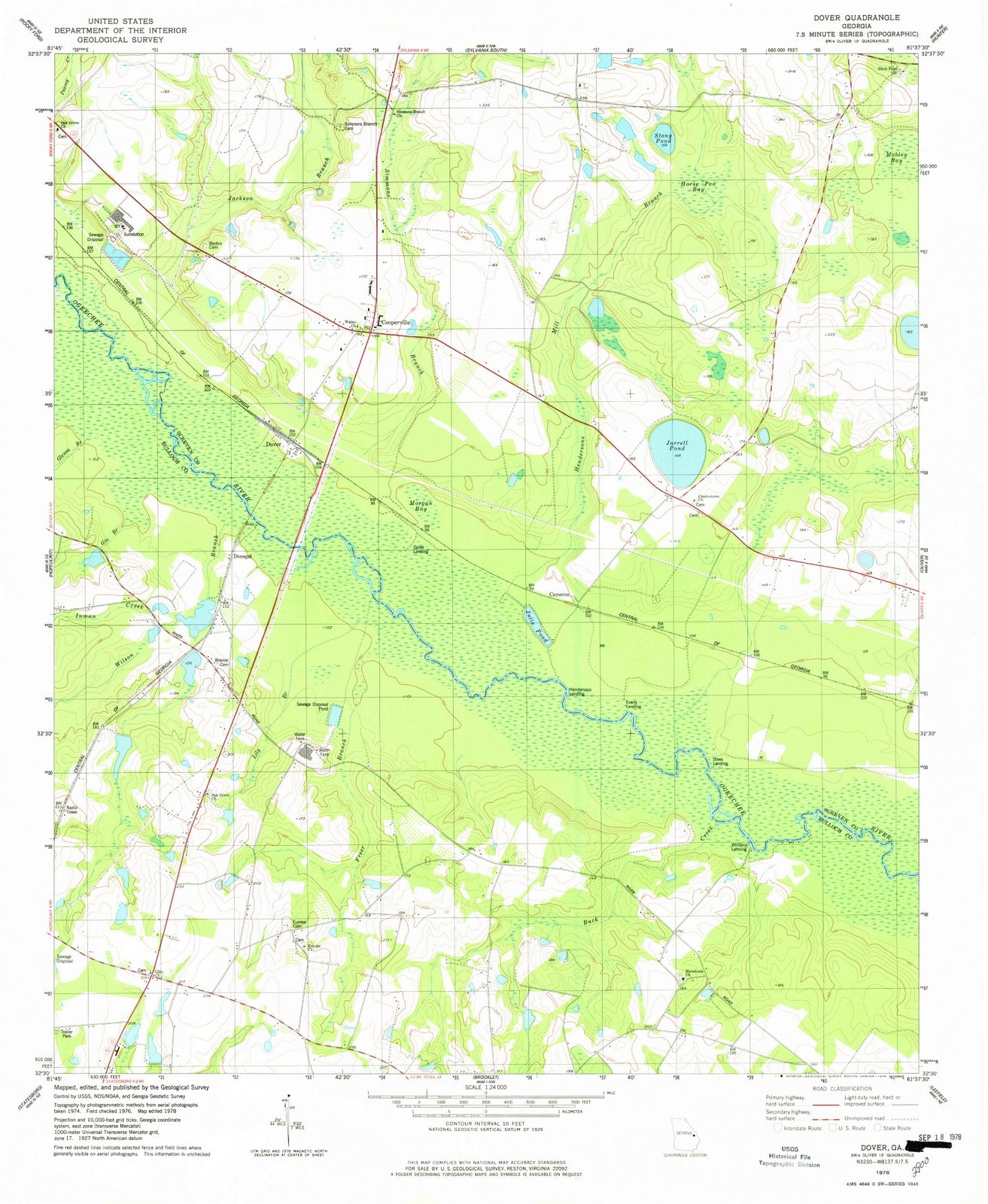 1978 Dover, GA - Georgia - USGS Topographic Map