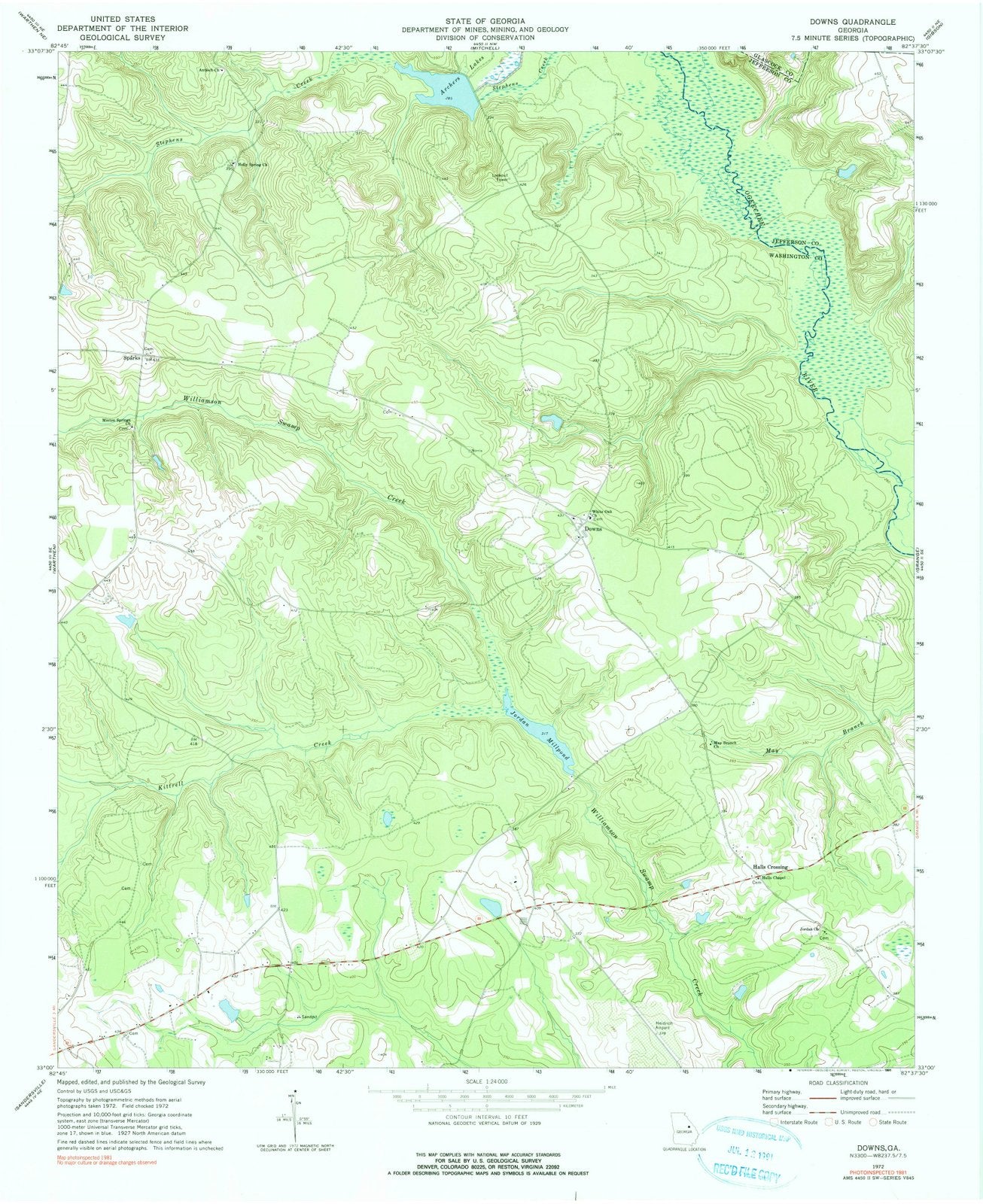 1972 Downs, GA - Georgia - USGS Topographic Map