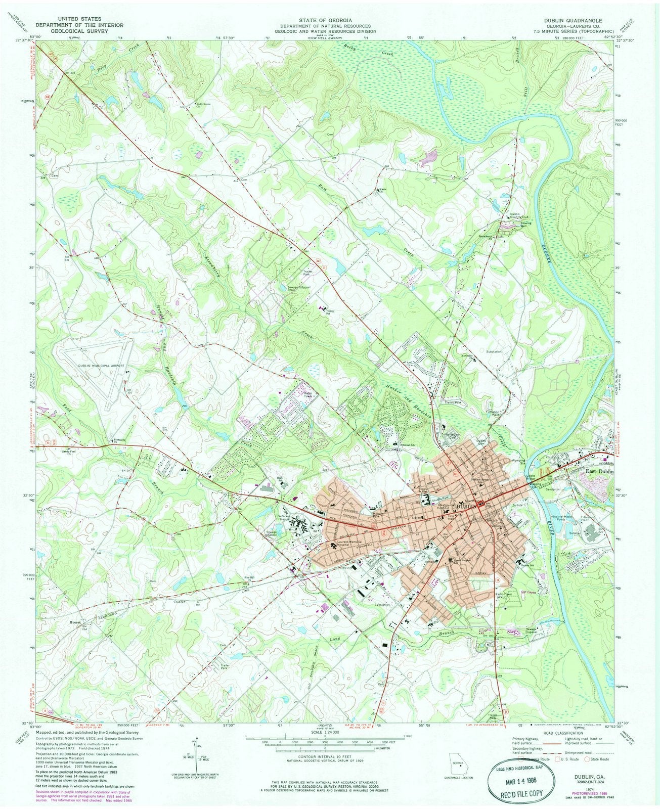 1974 Dublin, GA - Georgia - USGS Topographic Map