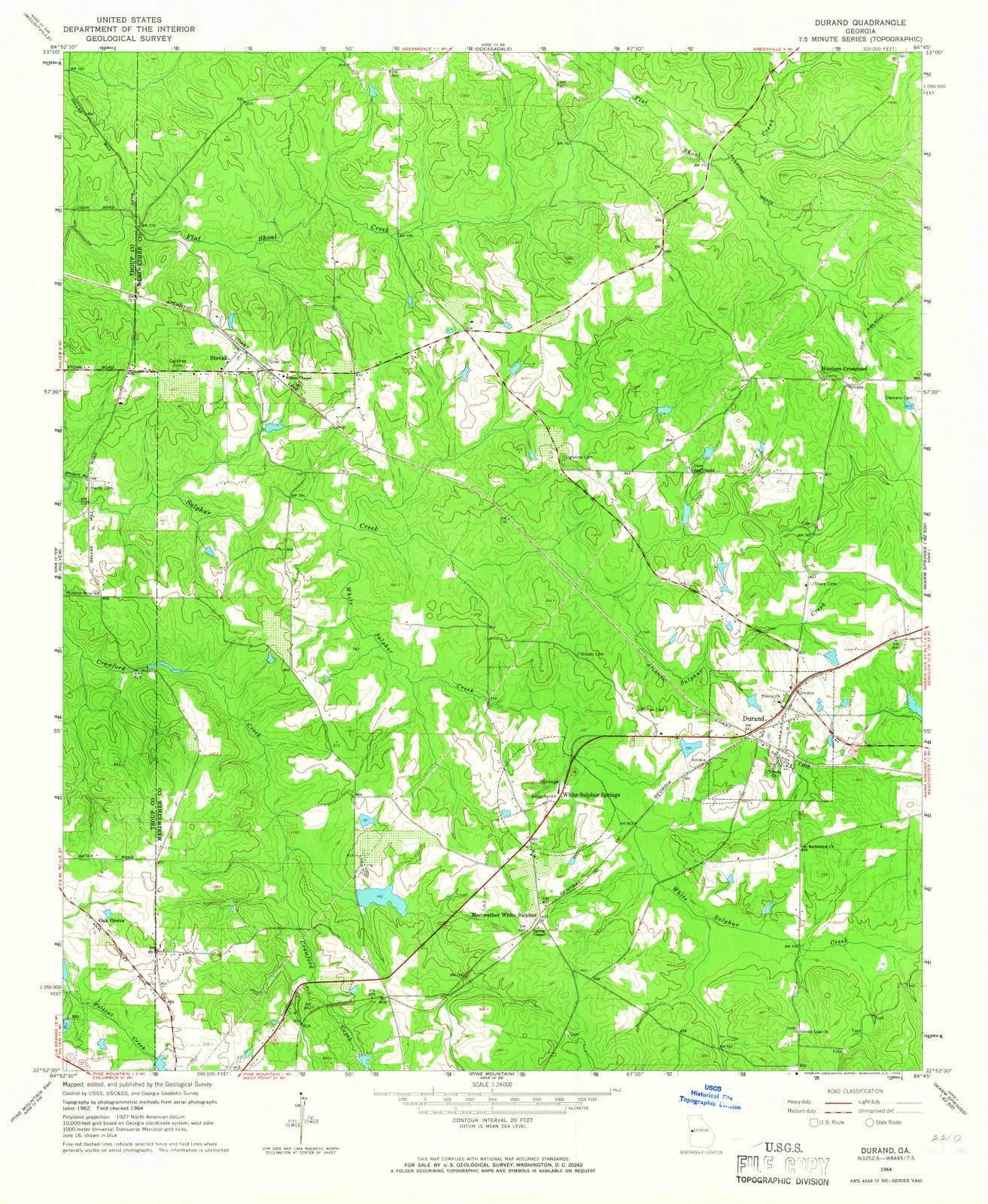 1964 Durand, GA - Georgia - USGS Topographic Map