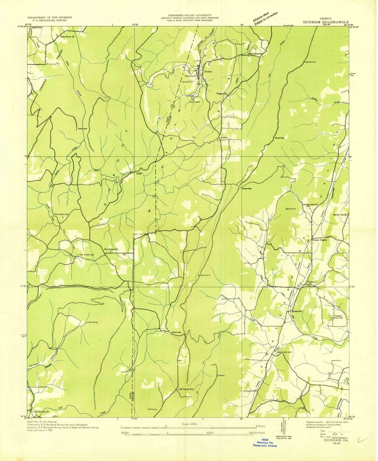 1935 Durham, GA - Georgia - USGS Topographic Map