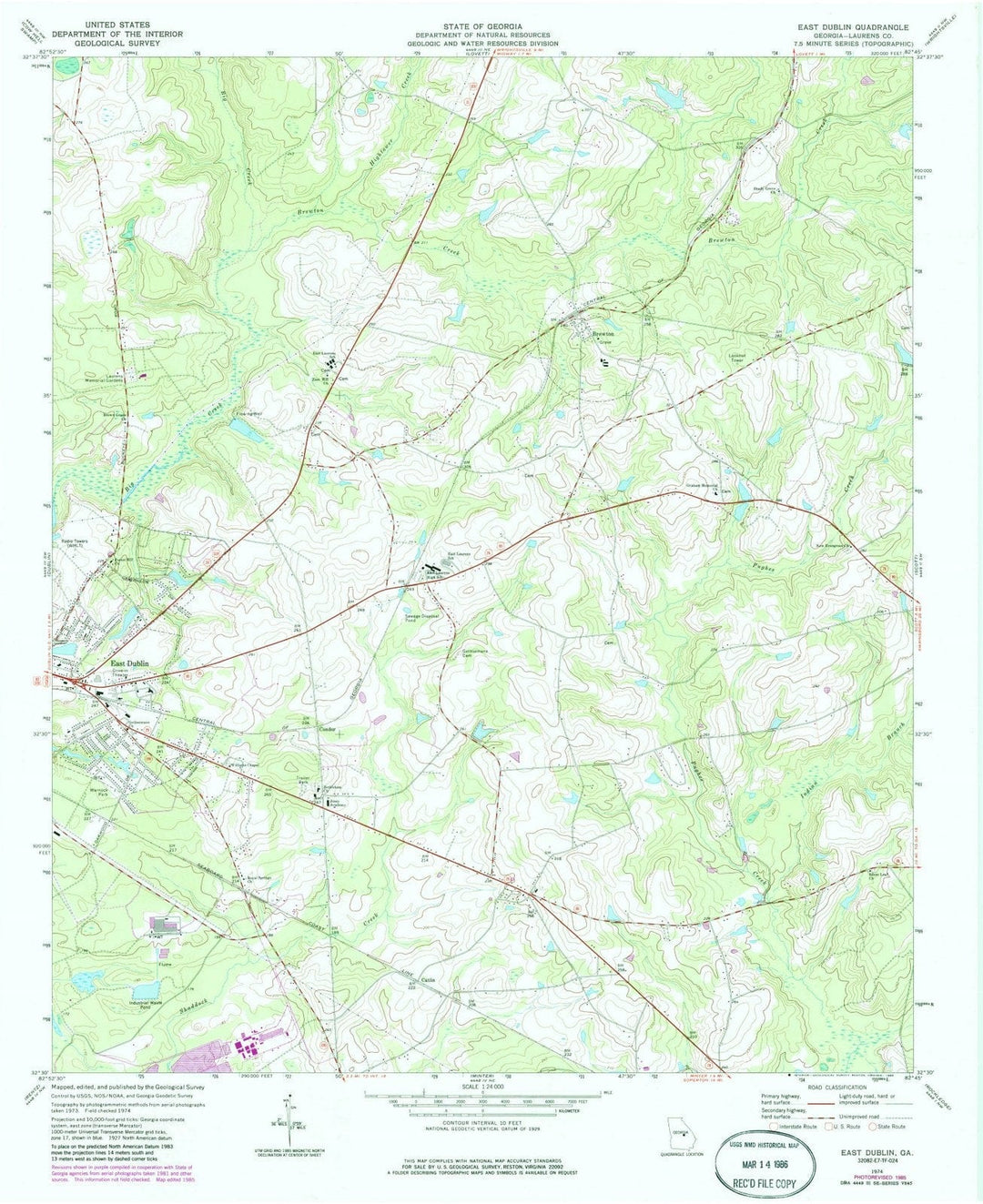 1974 Eastublin, GA - Georgia - USGS Topographic Map