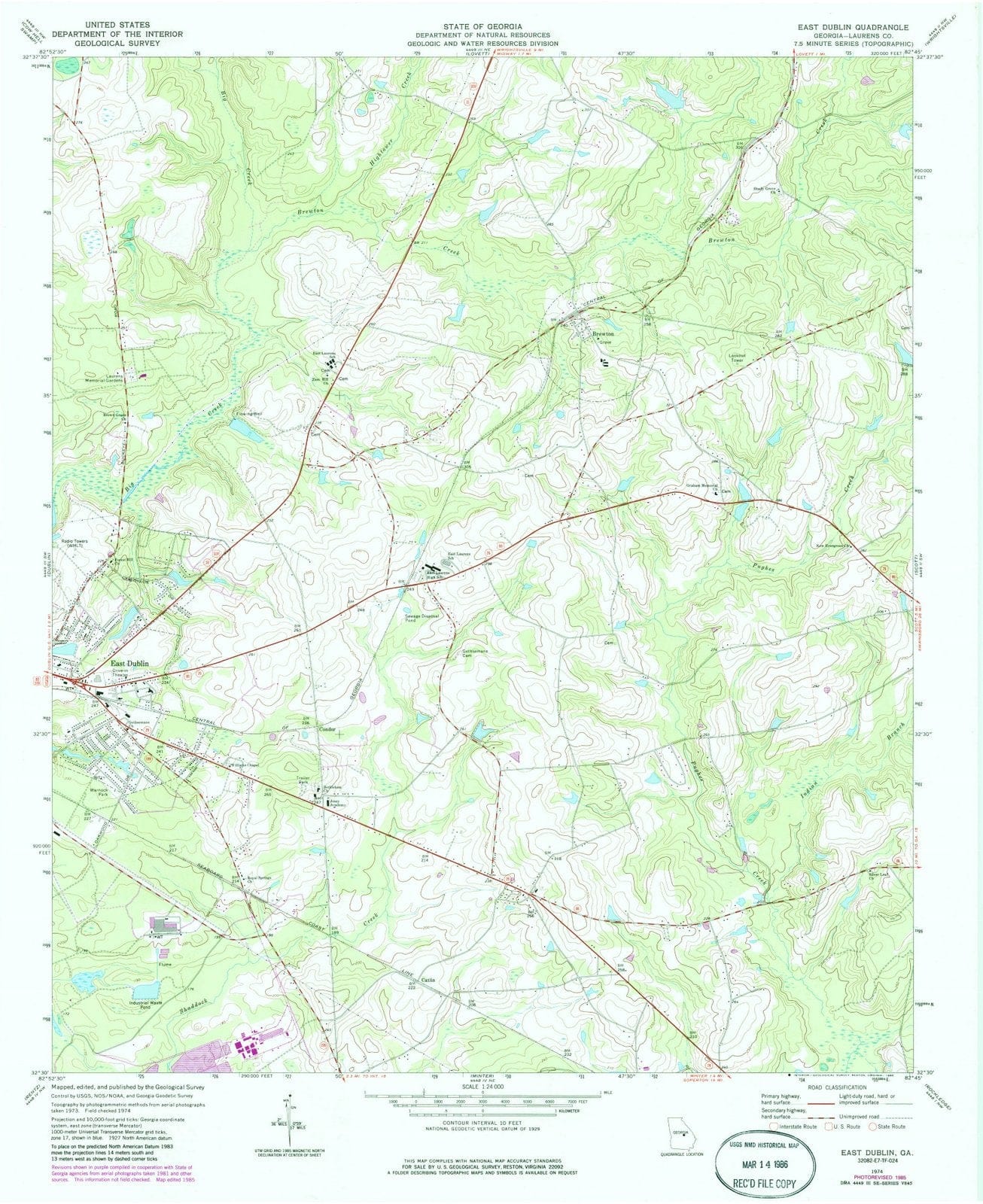 1974 Eastublin, GA - Georgia - USGS Topographic Map