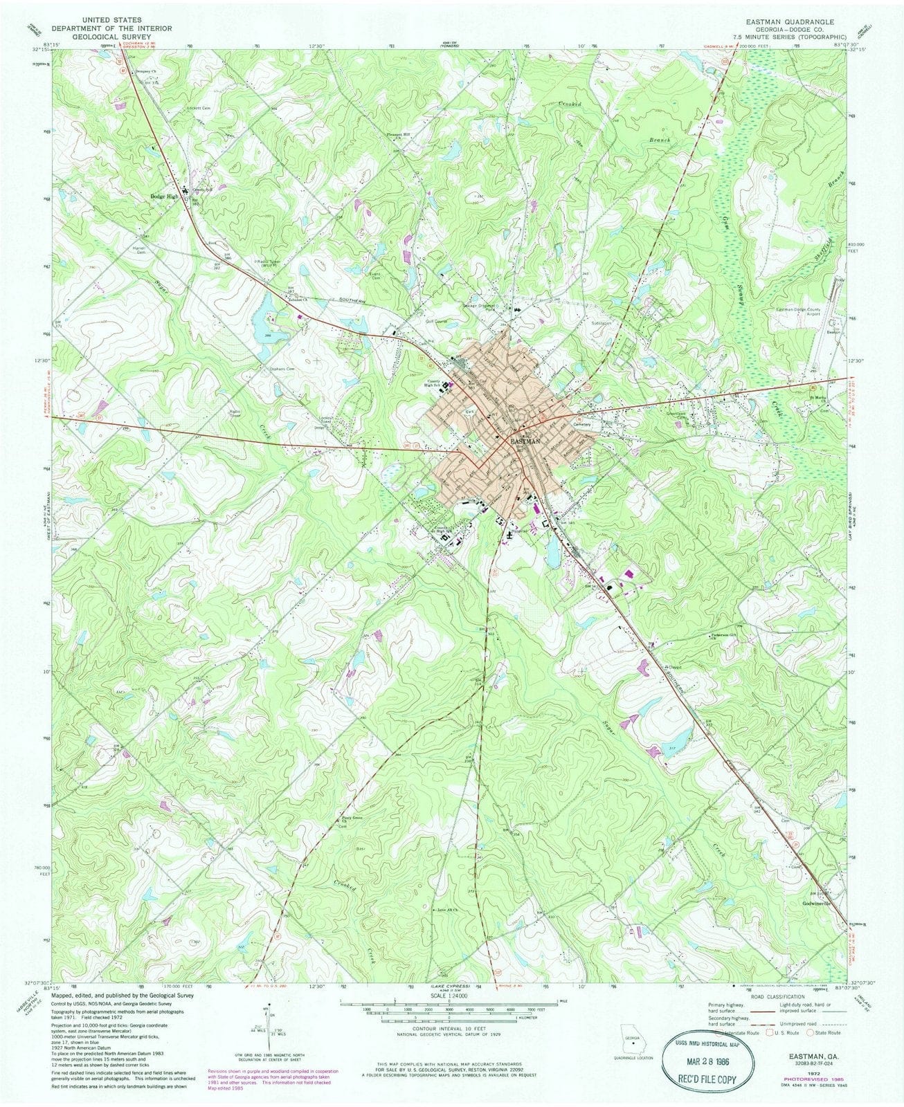 1972 Eastman, GA - Georgia - USGS Topographic Map