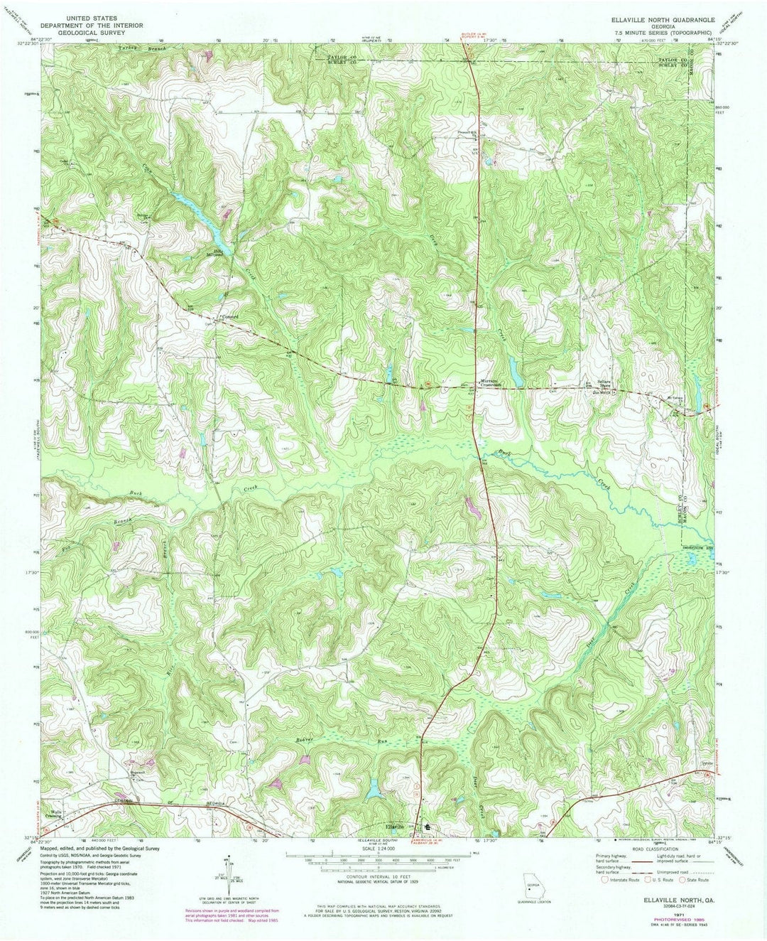 1971 Ellaville North, GA - Georgia - USGS Topographic Map