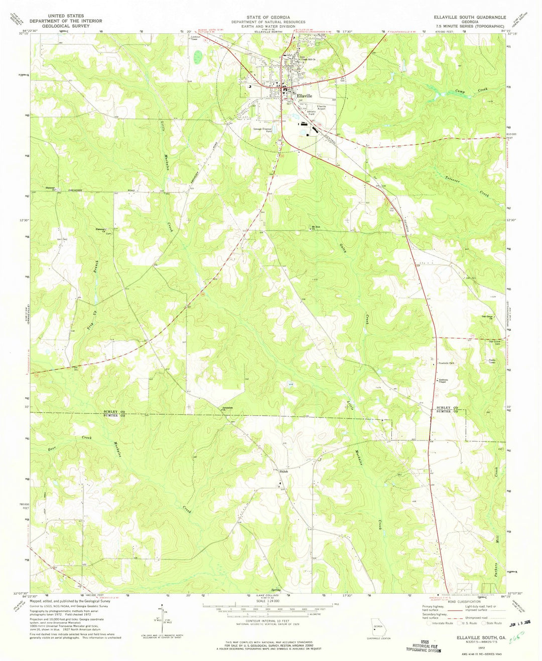 1972 Ellaville South, GA - Georgia - USGS Topographic Map