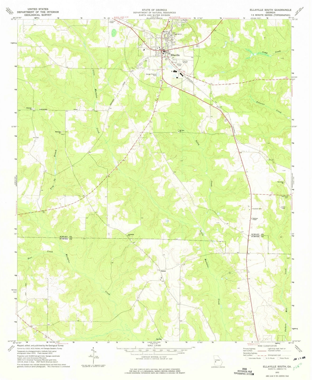 1972 Ellaville South, GA - Georgia - USGS Topographic Map