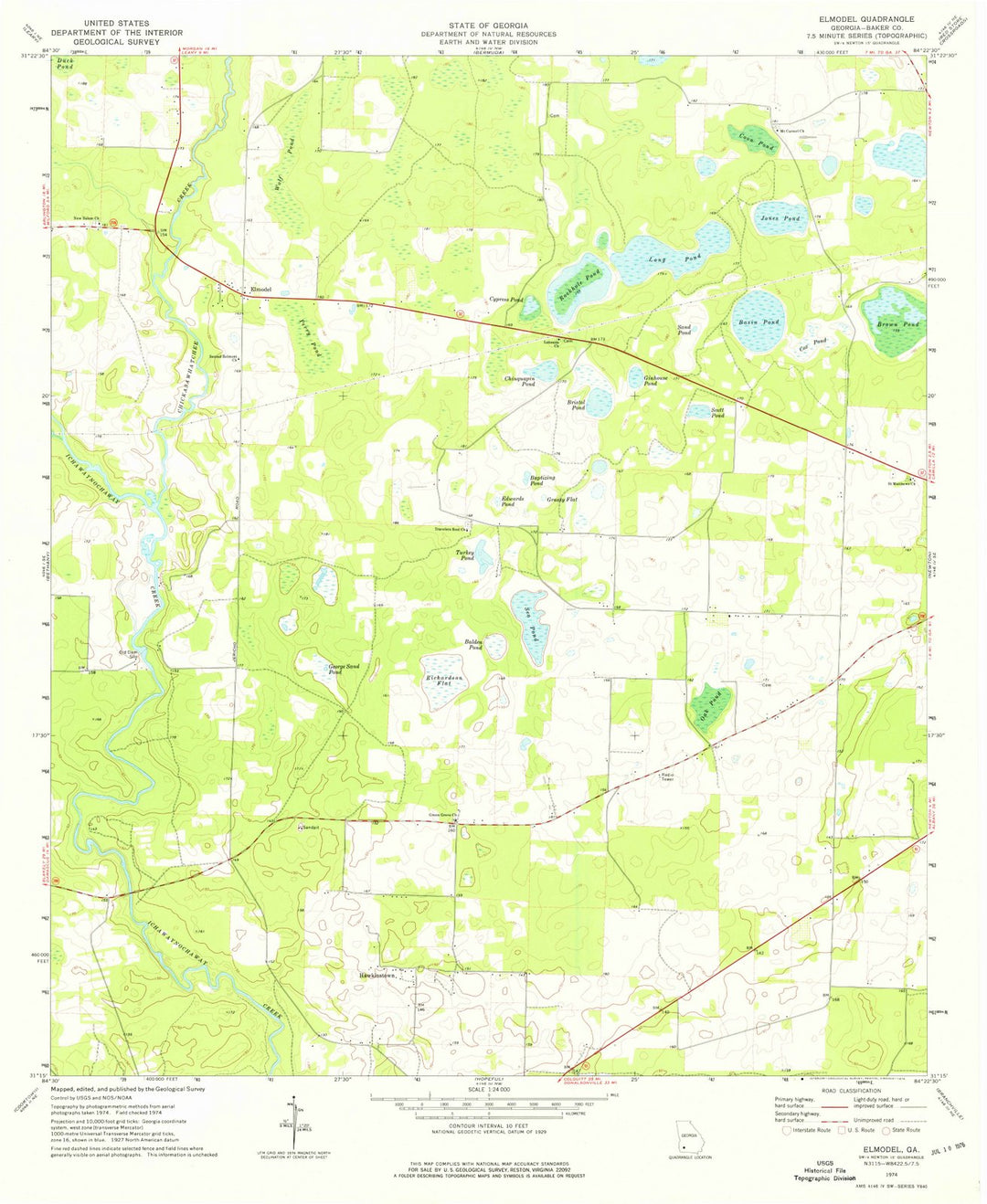 1974 Elmodel, GA - Georgia - USGS Topographic Map
