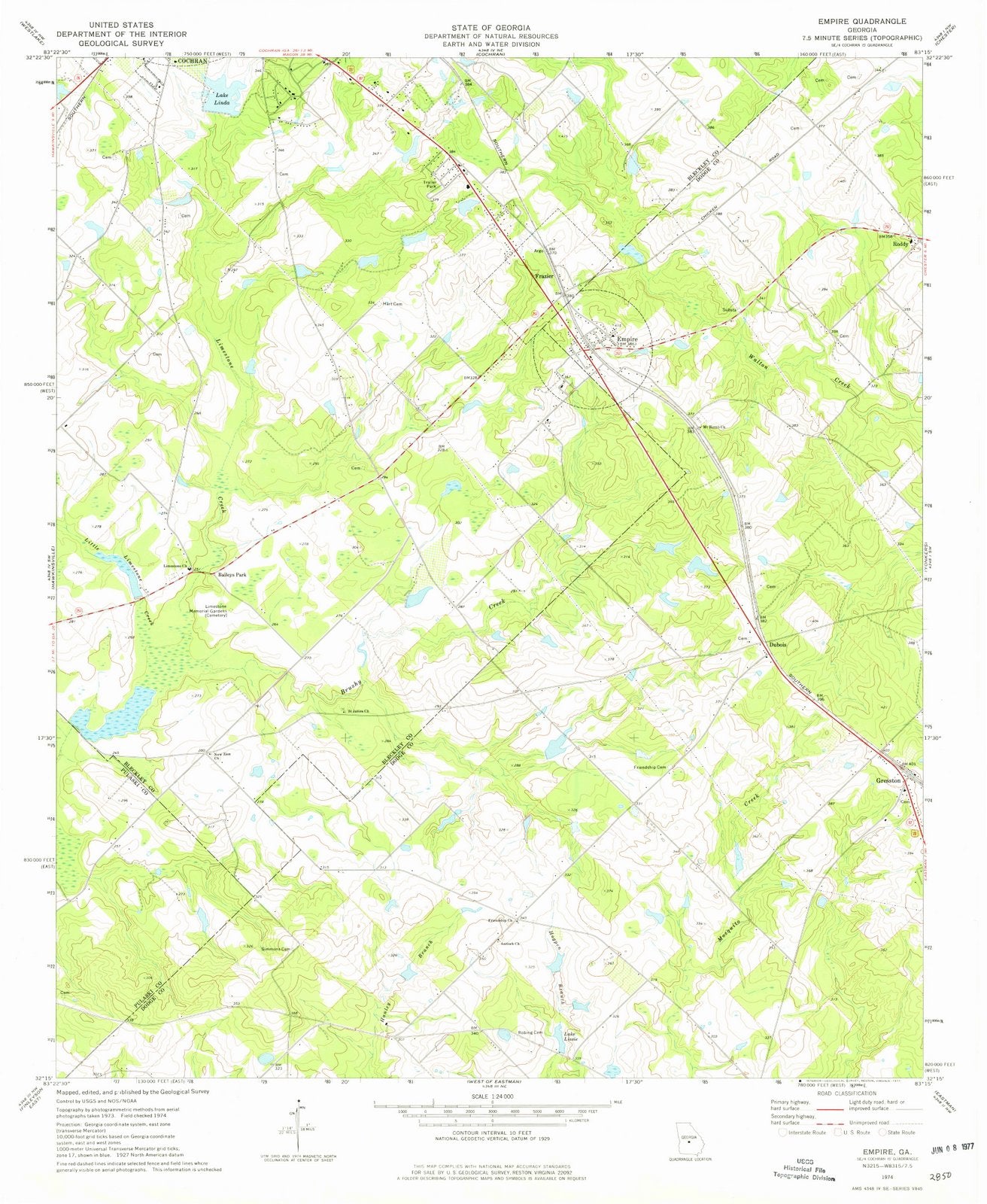 1974 Empire, GA - Georgia - USGS Topographic Map