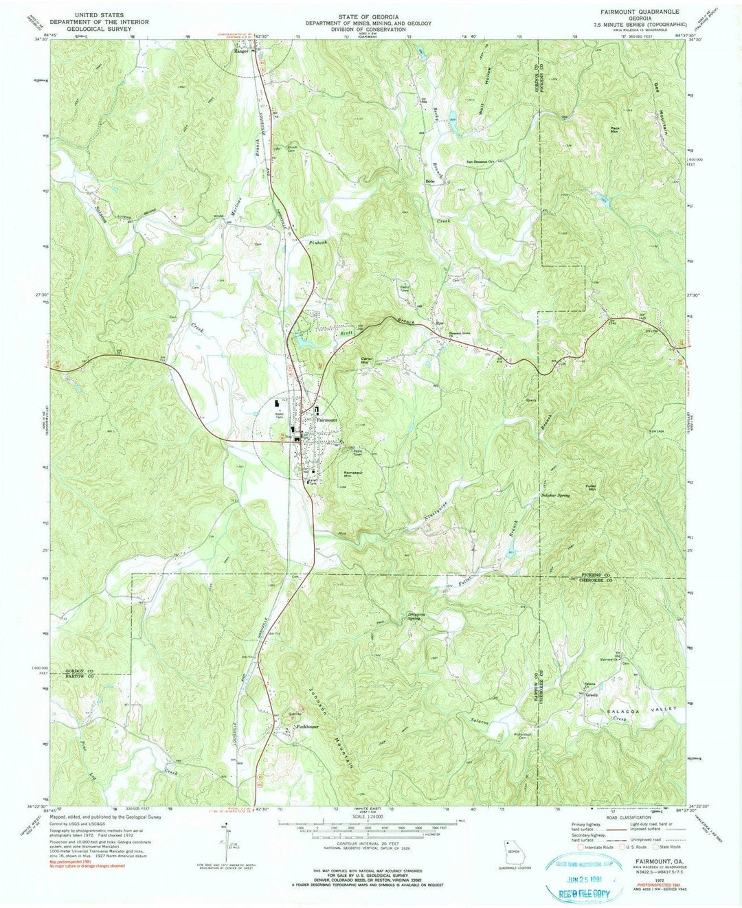 1972 Fairmount, GA - Georgia - USGS Topographic Map
