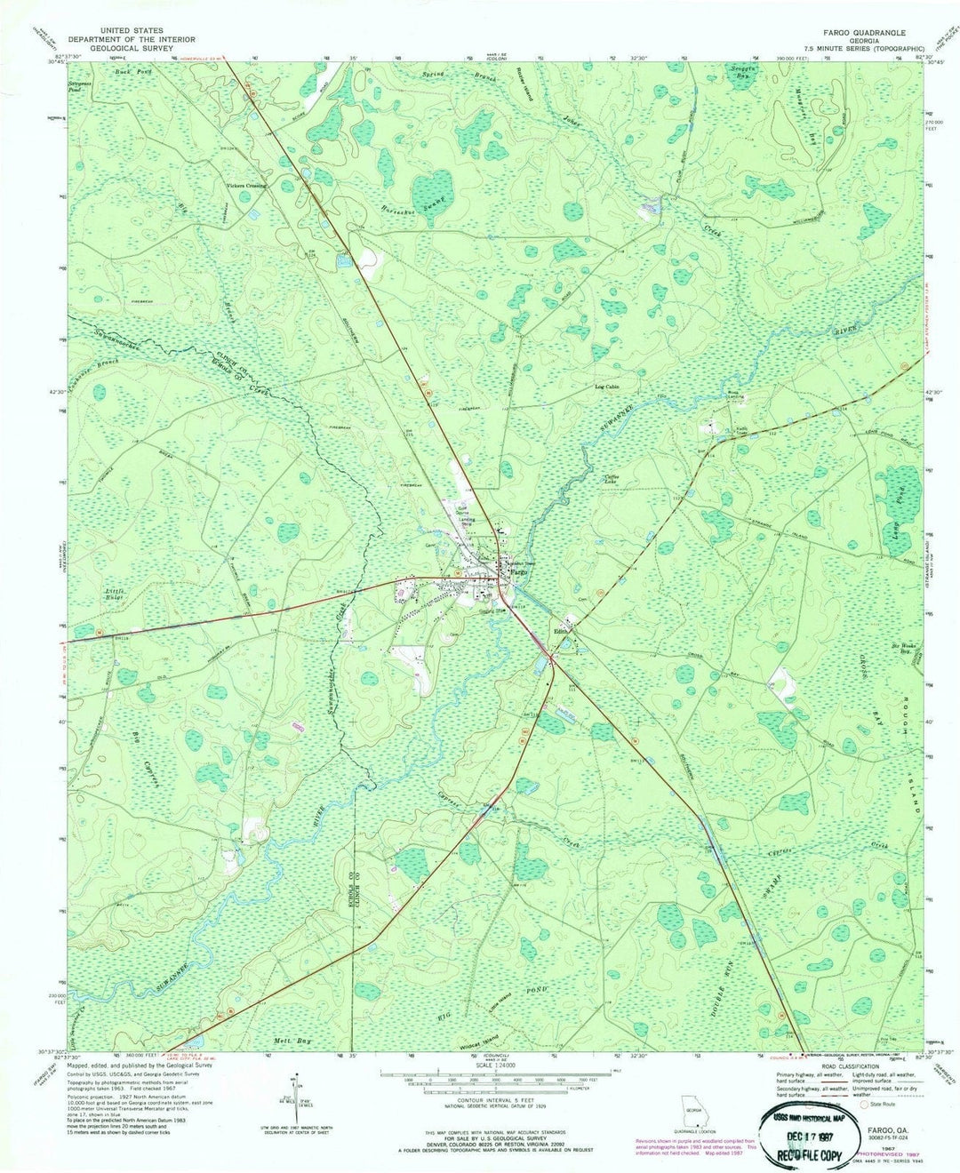 1967 Fargo, GA - Georgia - USGS Topographic Map