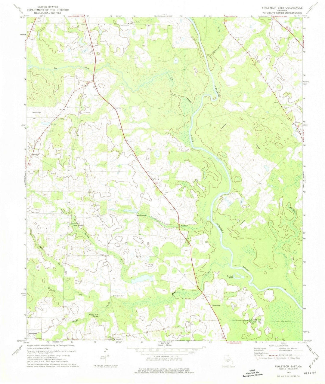 1972 Finleyson East, GA - Georgia - USGS Topographic Map