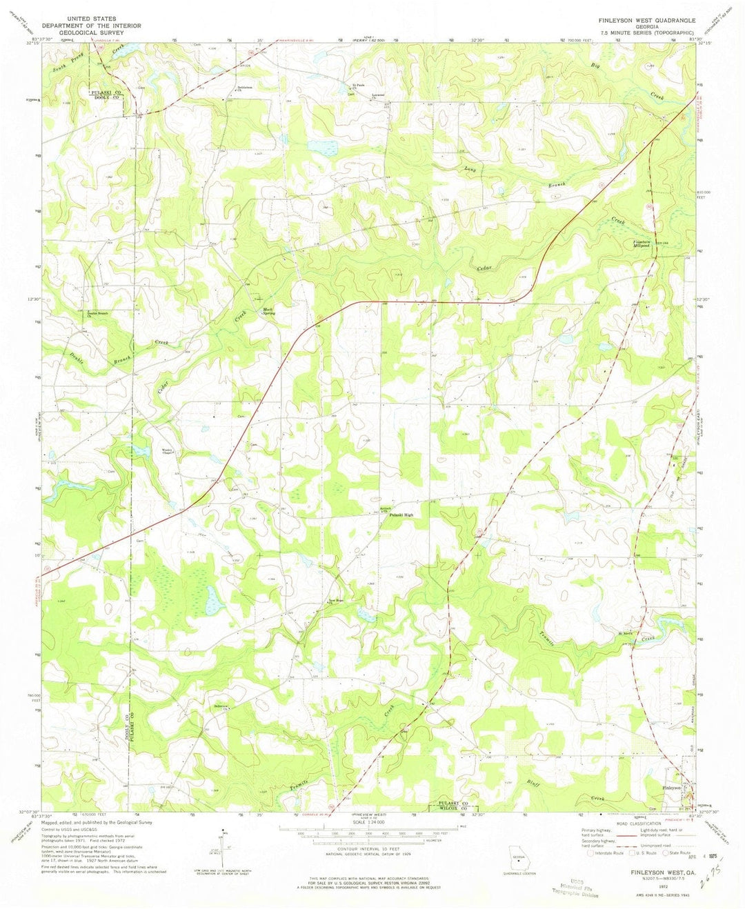 1972 Finleyson West, GA - Georgia - USGS Topographic Map