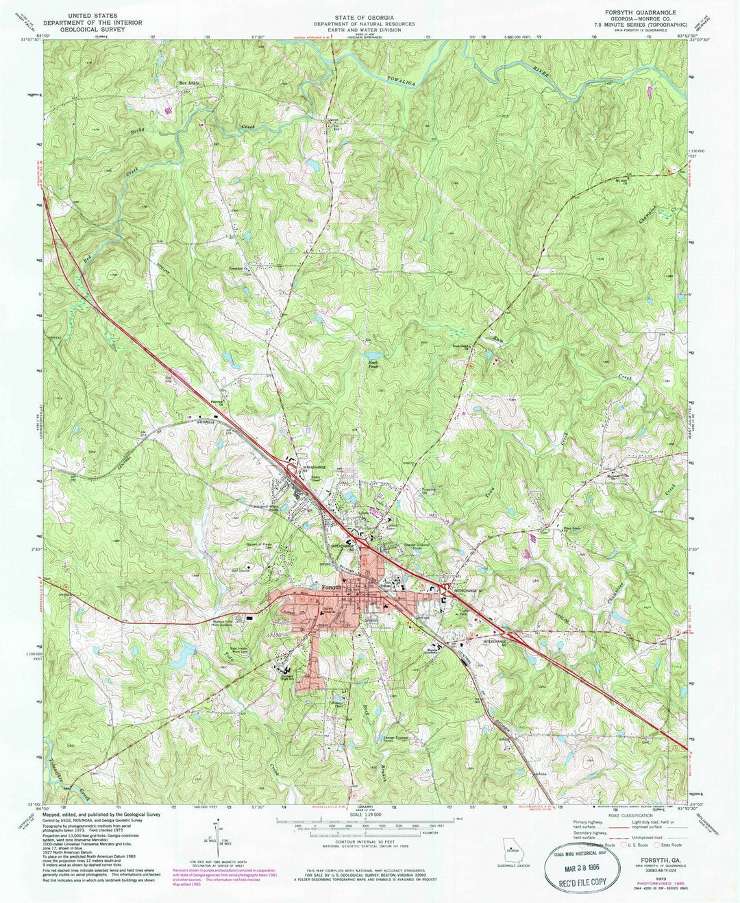 1973 Forsyth, GA - Georgia - USGS Topographic Map