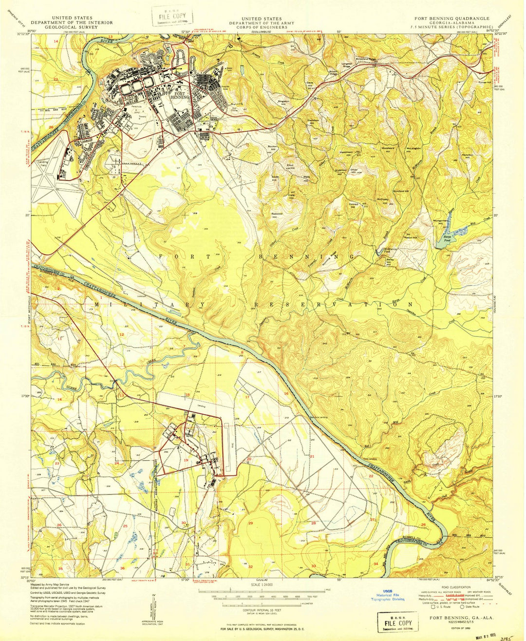 1950 Fort Benning, GA - Georgia - USGS Topographic Map