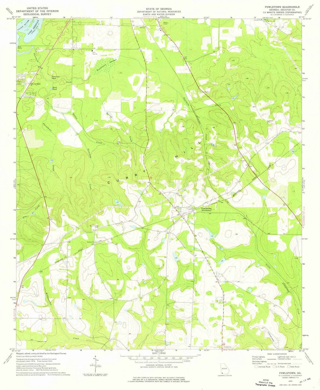 1974 Fowlstown, GA - Georgia - USGS Topographic Map